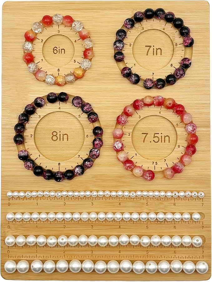 Petoysoso Bamboo Bead Boards for Jewelry Making, Bracelet Beading Board, DIY Supplies, Small 6"/ 7"/ 7.5"/ 8"