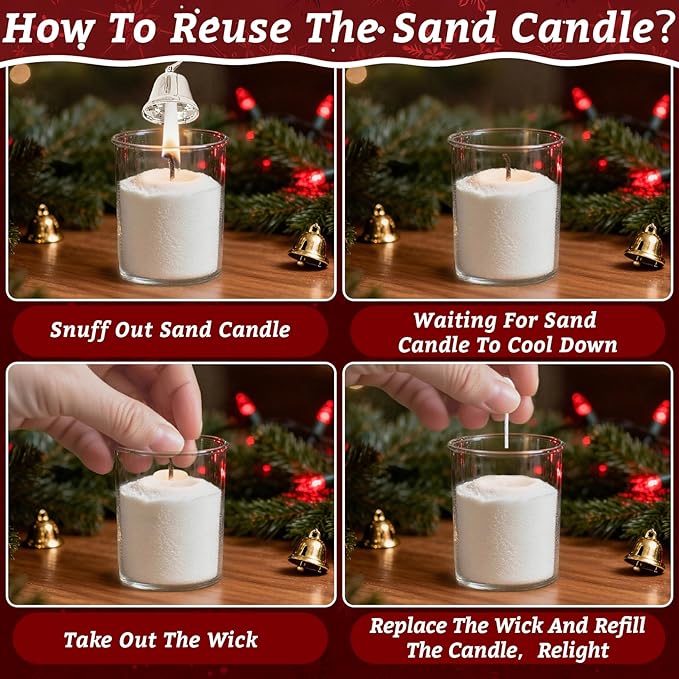 Sukh Candles Sand and Wicks for Christmas - 430G(0.94lb) Sand Candles with Wicks Gold, Silver, Green, Red, White Refillable Candle for Weddings, Parties