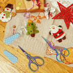 BIHRTC Rainbow Embroidery Small Precision Stainless Steel Scissors with Leather Cover DIY Tools Shears for Crochet Sewing Crafting Art Work Threading Needlework Knitting