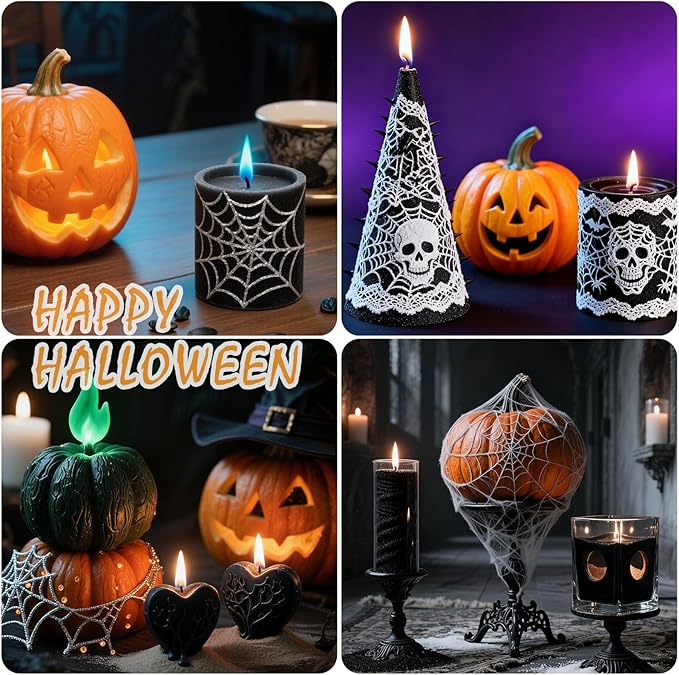 Aufien Candle Sand with Wicks, 21.4 Oz Pearled Candle, DIY Bead Powder Sand Wax Making kit Refillable Non Toxic for Handmade, Wedding and Halloween Christmas Decorations Black Unscented