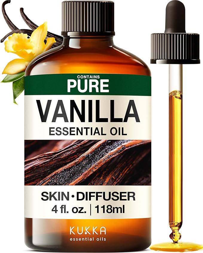 KUKKA Vanilla Essential Oils - 4 Fl Oz - for Hair, Skin, Diffuser, Aromatherapy & DIY Soap Making Scent