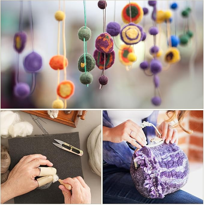 uxcell Needle Felting Wool, 1.76oz Natural Fibre Wool Roving Yarn Wool Felting Supplies for Needle Felting Yarn DIY Handcrafts, Golden