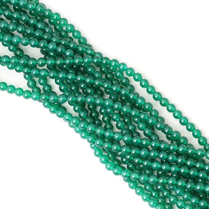 60PCS 6mm Green Agate Gemstone Round Loose Beads for Jewelry Making 1 Strand 15"