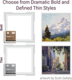 Ampersand Floaterframe Readymade Frame for Flat and 1 1/2" Deep Wood Panel and Canvas Artwork, Paintings, Prints, and More, 8"x8", White Bold