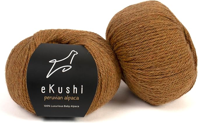 100% Baby Alpaca Yarn for Knitting & Crocheting - Set of 2 Skeins of Premium Yarn DK - Lightweight, Hypoallergenic & Thermal Peru Made - Ideal for Delicate Projects (M855 - Bronze)