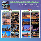 Scratch Art Painting Kit for Adults-8 Sheets A4 Rainbow Scratch Painting Paper Craft Set with City Landmarks|Stress Relief Gift for Travel&Craft Lovers|Scratch Art Home Decor(Europe Series 1)