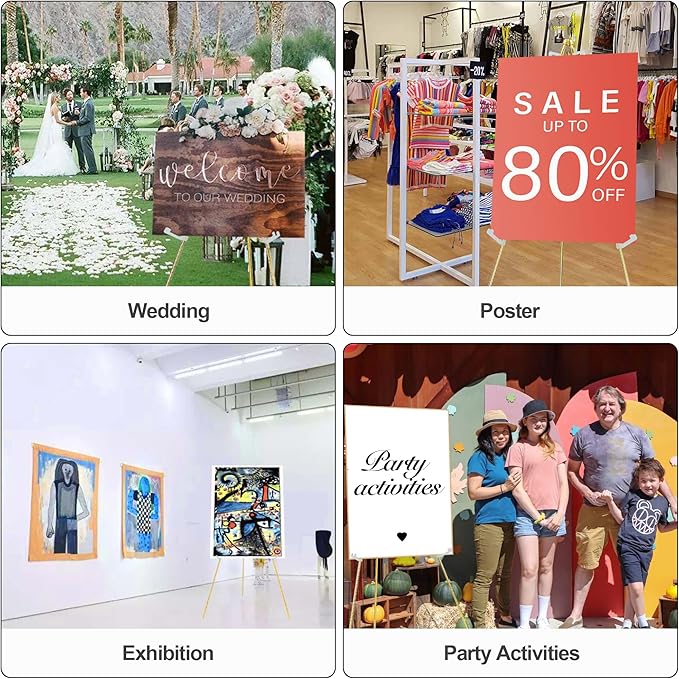 Easel Stand for Sign 63'' Art Easels for Display Wedding Welcome Poster Stand Portable Floor Metal Easel Gold