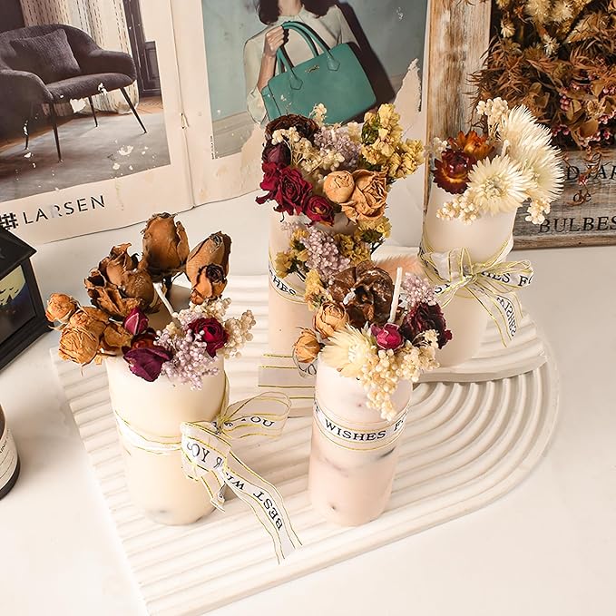 2 Pack Cylinder Mold 6 Inch Cylinder Candle Pillar - Resin Casting Silicone Molds for Home Decor & Candle Making Wave Spiral Mold