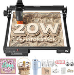 ATOMSTACK 20W Laser Engraver, A20 PRO V2 Laser Cutter, High Accuracy Laser Engraving Machine for Personalized Gifts, Business Cards, Wood, Metal, Acrylic, Leather