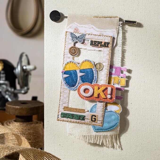 90PCS Sewing Diary Scrapbook Stickers Set — Printed Stitch and Fabric Style Cardstock, Peel and Stick Designs for Journals, Planners, Collage, DIY Crafts and Cute Sewing Aesthetic