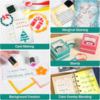 CraftyManor Masked Impression Mini Ink Pads for Stamps, Water Based Smudge Chalk Stamp Pad for Scrapbooking, Journaling, Card Making, DIY Craft Scrapbook Supplies for Adults (8 Colors)