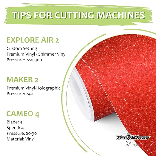 TECKWRAP Shimmer Vinyl Glitter Adhesive Craft Vinyl,1ftx5ft,Rose Red