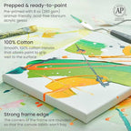 ARTEZA Stretched Canvas Multipack of 10 – 4x4, 5x7, 8x10, 9x12, 11x14 Inch Blank White Canvases for Acrylic, Oil, Gouache – Cotton, Pre-Primed