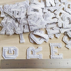 1.9 inch Iron on Letter Patches 78 Pieces, A-Z Embroidered Alphabet Patches for Clothing Jackets Hats Backpacks Jeans White