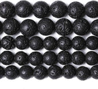 8MM 90pcs Natural Stone Beads Black Volcanic Lava Gemstone Round Loose Beads for Jewelry Making Bracelet 2 Strands 32"
