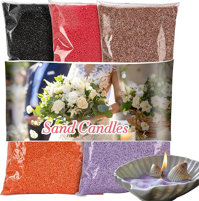 Sukh Candle Sand and Wicks - 430G(0.94lb) Sand Candles with Wicks Purple, Orange, Black, Red, Brown Refillable Candle for Weddings, Parties