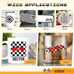 Black Checker Permanent Vinyl Roll - 12'' x 8ft Racing Falg Patterned Adhesive Vinyl for Mugs Decors Self Adhesive Sticker