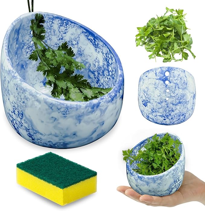 Herb Stripper Bowl, Herb Peeling Tool for Separating Leaves and Stems, Crafted from Ceramic, Multiple Hole Sizes for Various Herbs