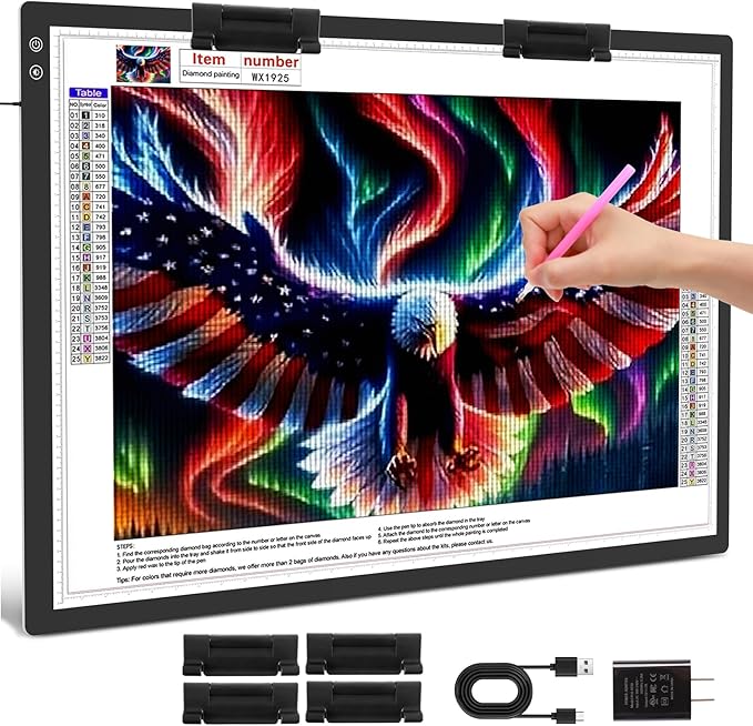Rechargeable A1 Light Pad 35.4”x23.6”, Extra Large LED Light Board for Diamond Painting, 3-Color Modes Light Box, Diamond Art Light Table, Lightbox for Tracing and Drawing, Sketching, Artists