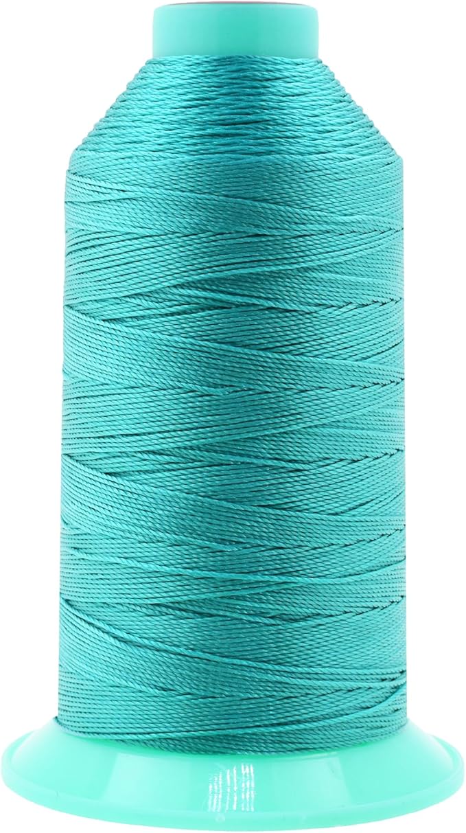 Mandala Crafts Bonded Nylon Thread Turquoise Heavy Duty Sewing Threads - 800 YDs Size 277 840D T270 Tex 270 Thread for Leather Jeans Weaving Outdoor Marine Upholstery Threads