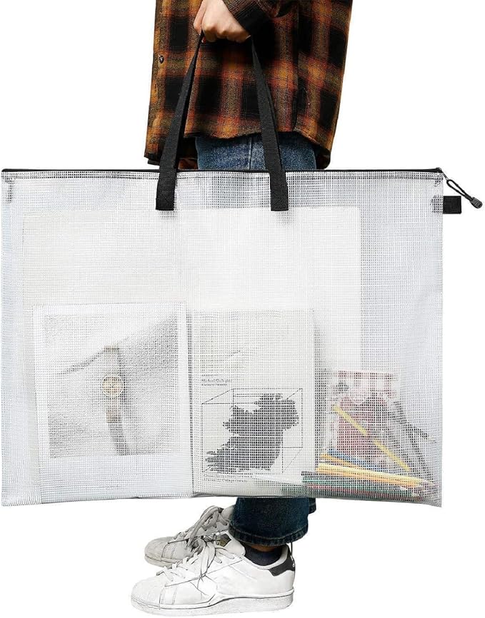 Outus Art Portfolio Case 19 x 25 Inches Posters Storage Bag Portfolio Folder with Handle and Zipper Transparent Folder Organizer for Painting Bulletin Boards End of The Year Gifts(3 Pieces)
