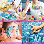 Soucolor Acrylic Paint Brushes Set, 10-Pack Round Pointed Tip Artist Paintbrushes for Acrylic Painting Oil Watercolor Canvas Boards Rock Body Face Nail Art,Black