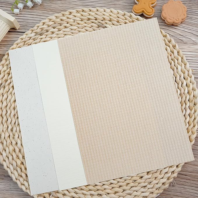LewuwoPoing 30 Sheets Textured Art Paper Assorted Set 5.8x8.3 Inch A5 Mixed Special Craft Paper for Scrapbooking Junk Journaling Supplies dialy Plan Gift Card Embellishments Work (Beige)