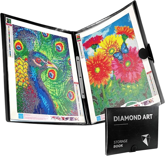 TTPOLONG A2 Diamond Painting Storage Book, Diamond Art Portfolio Book 30 Pags Clear Pockets Plastic Sleeves（22.5X16.7 Inch）