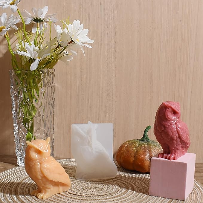 Animal & Owl Resin & Silicone Candle Mold Set - 3D Animal Mold for Home Decor & Candle Making