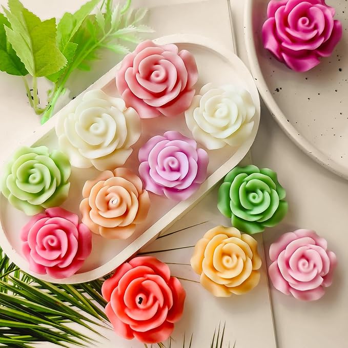 2 Pack Flower Soap & Candle Mold - Silicone 3D Molds for Flower, Peony & Home Decor - Resin Casting & Making Molds