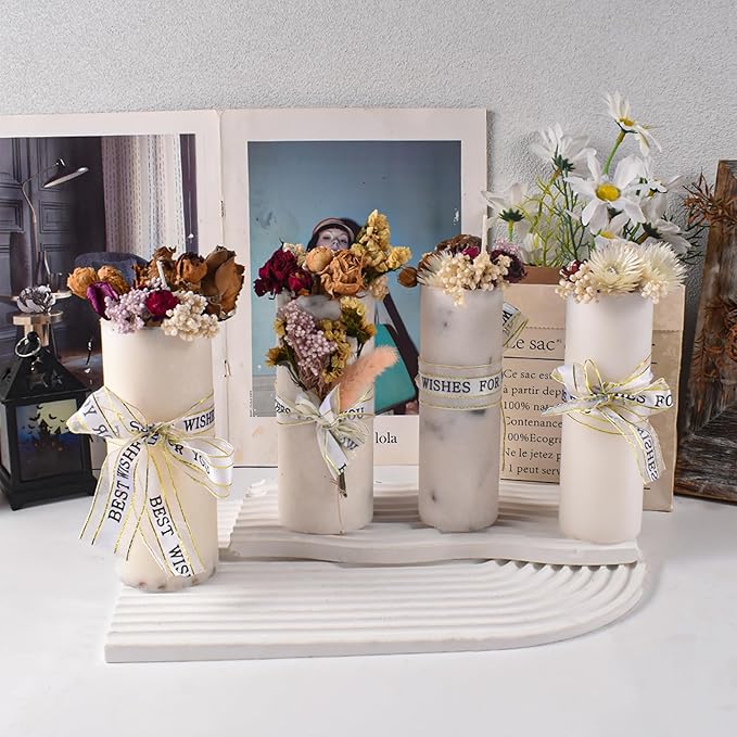 2 Pack 6 Inch Cylinder Candle Mold Pillar Candle Molds Taper - Resin Casting Silicone Molds for Home Decor & Candle Making Wave Spiral Mold