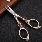 Embroidery Scissors, Small Precision Sewing Scissor Sharp Pointed Tip Detail Shears for Craft Art Needlework Threading Cutting, 4.5in Rose Gold Vintage Style