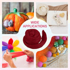 MECCANIXITY Wool Roving Yarn Soft Felting Wool 50g/1.76oz Pure Chunky Roving Yarn for Needle Felting Knitting Blanket Spinning Weaving Art DIY Craft Red