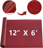 Red Glitter HTV Heat Transfer Vinyl Rolls 12inch by 6feet PU Stretch Iron on Vinyl HTV Vinyl for T-Shirt for Silhouette and Cameo (6Ft, Z1-Glitter Red)