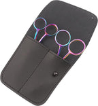 Small Embroidery 4.5 Inch Scissors Set of 2 Kit - Mini Double Bend Offset Duckbill and Double Bend Long Applique Needlepoint Blade with Pouch Sleeve (Rainbow)