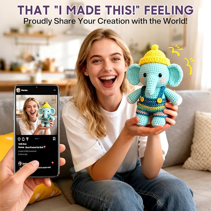 Crochet Kit, 1600 Yarns 35 Colors Acrylic Yarn Skeins, Crochet Hook Accessories and A Storage Bag, Yarn for Crocheting Suitable for Knitting, Knitting Kit Gift for Adult and Beginner, Dark Black