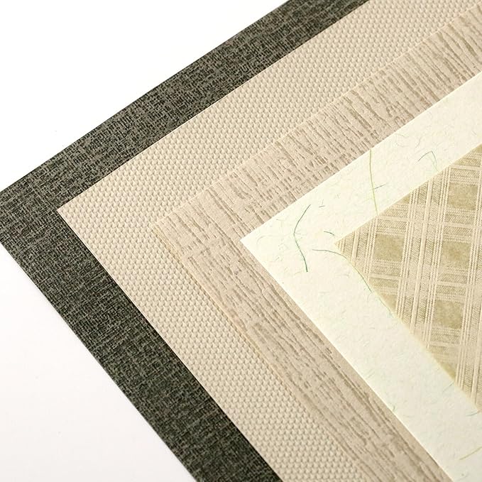 30 sheets Textured art Paper Assorted Set 5.8x8.3 Inch A5 mixed Special Craft Paper for Scrapbooking Junk Journaling Supplies dialy Plan gift Card Embellishments work (Green)