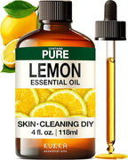 KUKKA Lemon Essential Oils - 4 Fl Oz - for Hair, Skin, Diffuser, Aromatherapy & DIY Soap Making Scent