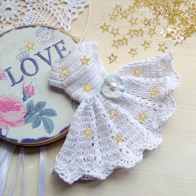 10 Grams 5mm/0.2" Glitter Gold Tiny Star Sew on Sequins Mini Hollow Star Sequins Embroidery Small Sequin with Holes DIY Loose Sequin for Sewing Dolls Jewelry Making Crafts