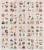 Vintage Christmas Scrapbook Stickers for Scrapbooking Supplies, 20 Sheets Precut PET Sticker Book for Journaling, Junk Journals, Collage, Card Making, Bujo, Crafts Arts