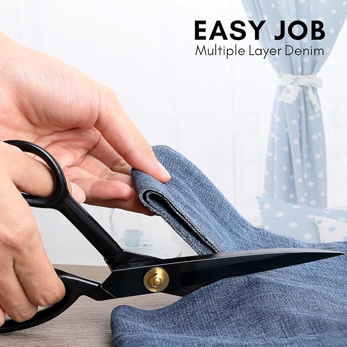 10 Inch Professional Fabric Scissors Heavy Duty Sewing Shears Sharp Leather Scissors High Carbon Steel Ergonomic Fabric Shears for Quilting, Sewing, Heavy Duty Cutting