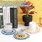 Alvian Mandala Coaster Crochet Kit for Beginners Crochet Starter Kits Craft Knitting with Step-by-Step Video Tutorials Mini Handmade Crochet Knitted Gift for for Birthday, Anniversary, Valentines