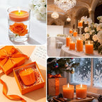 Aufien Candle Sand with Wicks, 21.4 Oz Pearled Candle, DIY Bead Powder Sand Wax Making kit Refillable Non Toxic for Handmade, Wedding and Halloween Christmas Decorations Orange Unscented