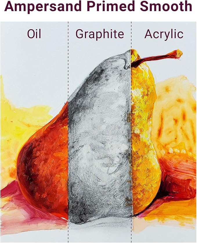 Ampersand Art Supply Wood Gesso Artist Painting Panel: Primed Smooth, 6" x 12", 7/8" Cradled Profile