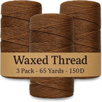 Waxed Thread 3X Wax Thread, 65 Yardx0.8mm Wax String, 150D Waxed Leather String in Brown Perfect Dream Catcher Supplies