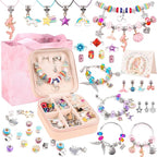 UFU Charm Bracelet Making Kit - 95Pcs DIY Jewelry Making Kit, Mermaid Gifts for Girls Crafts for Girls Ages 5 6 7 8-12, with Portable Bracelet Organizer Box