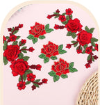 5pcs Rose Flower Embroidered Patches Floral Appliques Embellishments Clothing Accessories Sew on Crafts Repairing Arts Sew Making Sewing Patches for DIY Jeans Dress Bag