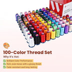 Richword Selected Embroidery Machine Thread 100 Colors 40WT (108D/2) Polyester Thread Kit Each Spool 4000M (4374Y) Suitable for Embroidery Machines
