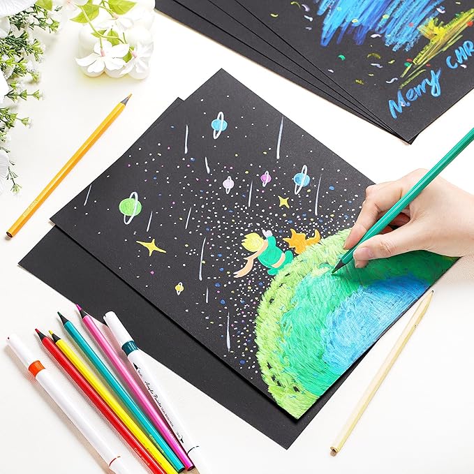 100 Sheets Black Cardstock - 8.5 X 11 Inches Art Crafts Construction Paper, 92lb/250gsm Heavy Weight Thick Card Stock Paper for Printer, DIY Cards Making, Invitations, Scrapbooking UAP24BK100