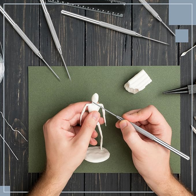 Outus 4 Pieces Clay Needle Tools Ceramic Detail Pottery Sculpture Needle Detail Modeling Clay Tool Kit